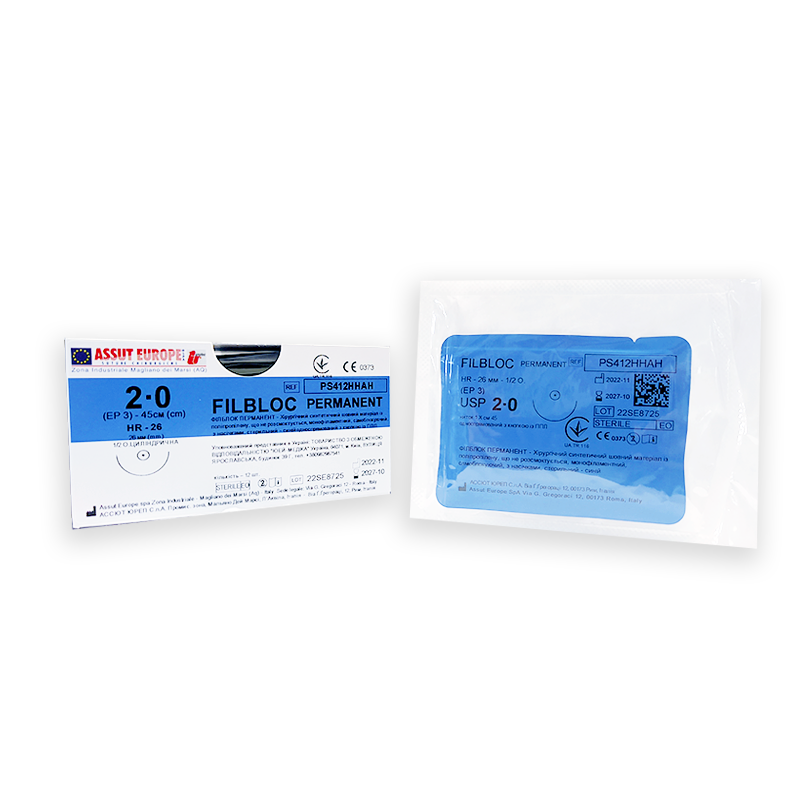 ФІЛБЛОК ПЕРМАНЕНТ (поліпропілен) USP 0 45 см посилена голка 36 мм колюча 1/2